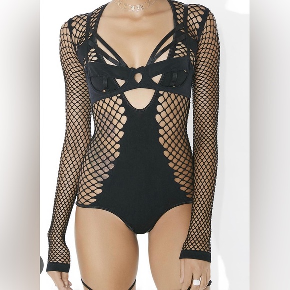 Music Legs Tops - Sexy Bodysuit Fishnet Black Dolls Kill